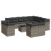 Set sofás de jardín con cojines 13 piezas ratán sintético gris