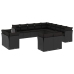 Set de sofás de jardín y cojines 13 pzas ratán sintético negro