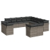 Set sofás de jardín con cojines 13 piezas ratán sintético gris