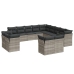 Set sofás de jardín con cojines 13 piezas ratán sintético gris