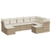 Set de sofás de jardín 9 pzas con cojines ratán sintético beige