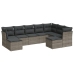 Set de muebles de jardín 9 pzas y cojines ratán sintético gris
