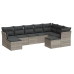 Set muebles jardín 9 pzas y cojines ratán sintético gris claro