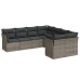 Set de sofás de jardín 8 pzas y cojines ratán sintético gris