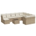 Set de sofás de jardín 11pzas con cojines ratán sintético beige