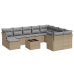 Set de sofás de jardín 11pzas con cojines ratán sintético beige