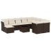 Set de sofás de jardín 11 pzas cojines ratán sintético marrón