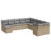 Set de sofás de jardín 11pzas con cojines ratán sintético beige