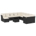 Set de sofás de jardín 12 piezas cojines ratán sintético negro