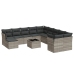 Set de sofás de jardín 12 pzas y cojines ratán sintético gris