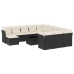 Set de sofás de jardín y cojines 13 pzas ratán sintético negro