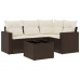 Set comedor de jardín 5 piezas y cojines ratán sintético marrón