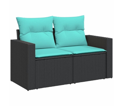 Set de sofás de jardín 6 pzas con cojines ratán sintético negro