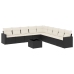 Set de sofás de jardín 10 pzas cojines ratán sintético negro