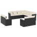 Set de sofás de jardín 11 pzas y cojines ratán sintético negro