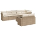 Set de sofás de jardín 9 pzas con cojines ratán sintético beige