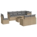 Set de sofás de jardín 9 pzas con cojines ratán sintético beige