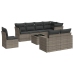 Set de muebles de jardín 9 pzas y cojines ratán sintético gris