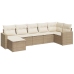 Set sofás de jardín 7 piezas y cojines ratán sintético beige
