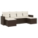 Set sofás de jardín 6 piezas y cojines ratán sintético marrón