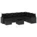 Set de sofás de jardín 8 piezas y cojines ratán sintético negro