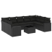 Set de sofás de jardín 10 pzas cojines ratán sintético negro