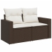 Set de sofás de jardín 11 pzas cojines ratán sintético marrón