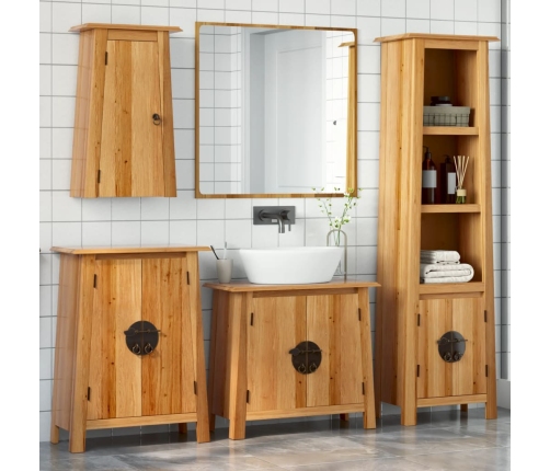 Conjunto de muebles de baño 4 piezas madera maciza de pino