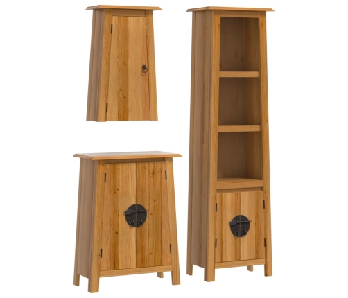 Conjunto de muebles de baño 3 piezas madera maciza de pino