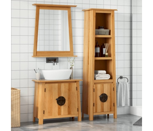 Conjunto de muebles de baño 2 piezas madera maciza de pino