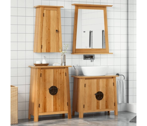 Conjunto de muebles de baño 3 piezas madera maciza de pino