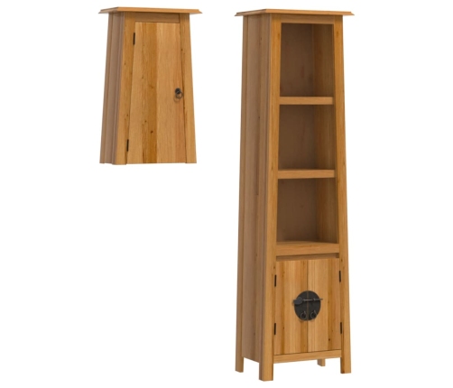 Conjunto de muebles de baño 2 piezas madera maciza de pino