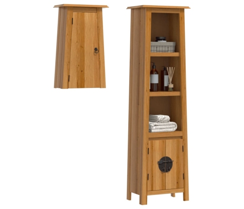 Conjunto de muebles de baño 2 piezas madera maciza de pino