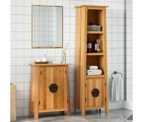 Conjunto de muebles de baño 2 piezas madera maciza de pino