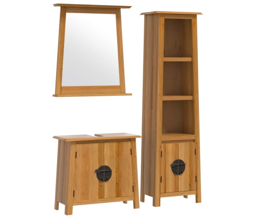 Conjunto de muebles de baño 3 piezas madera maciza de pino