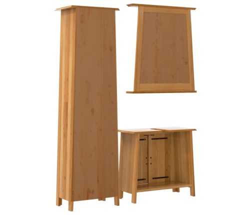 Conjunto de muebles de baño 3 piezas madera maciza de pino