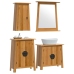 Conjunto de muebles de baño 4 piezas madera maciza de pino