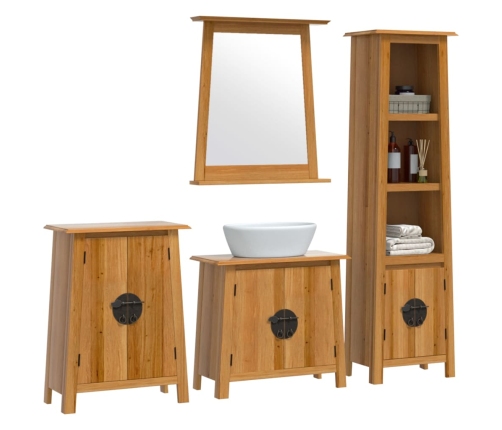 Conjunto de muebles de baño 4 piezas madera maciza de pino