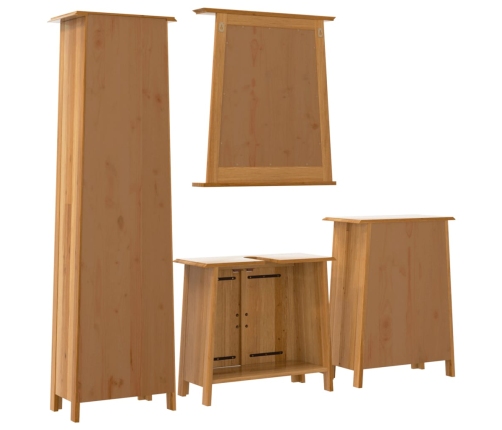 Conjunto de muebles de baño 4 piezas madera maciza de pino