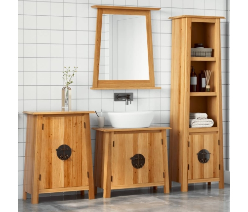 Conjunto de muebles de baño 4 piezas madera maciza de pino