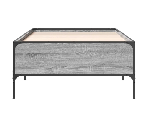 Estructura cama madera ingeniería metal gris Sonoma 100x200 cm