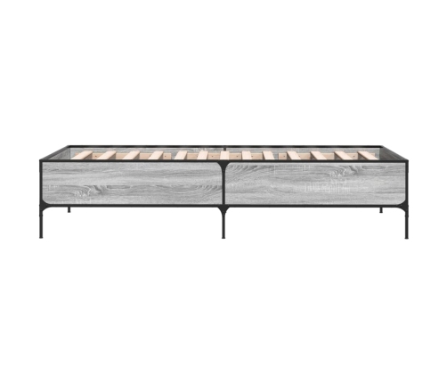 Estructura cama madera ingeniería metal gris Sonoma 100x200 cm