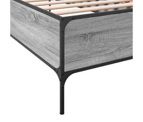 Estructura cama madera ingeniería metal gris Sonoma 100x200 cm