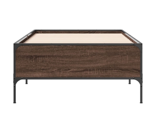 Estructura cama madera ingeniería metal marrón roble 100x200 cm