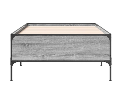 Estructura cama madera ingeniería metal gris Sonoma 90x200 cm