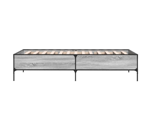 Estructura cama madera ingeniería metal gris Sonoma 90x200 cm