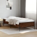 Estructura cama madera ingeniería metal roble marrón 90x200 cm