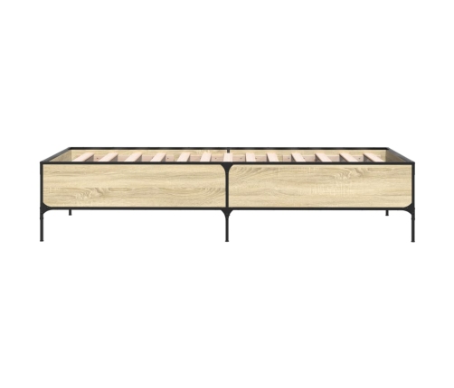 Estructura cama madera ingeniería metal roble Sonoma 90x190 cm