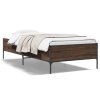 Estructura cama madera ingeniería metal marrón roble 90x190 cm