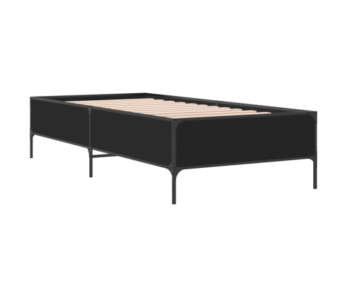 Estructura de cama madera de ingeniería y metal negra 75x190 cm